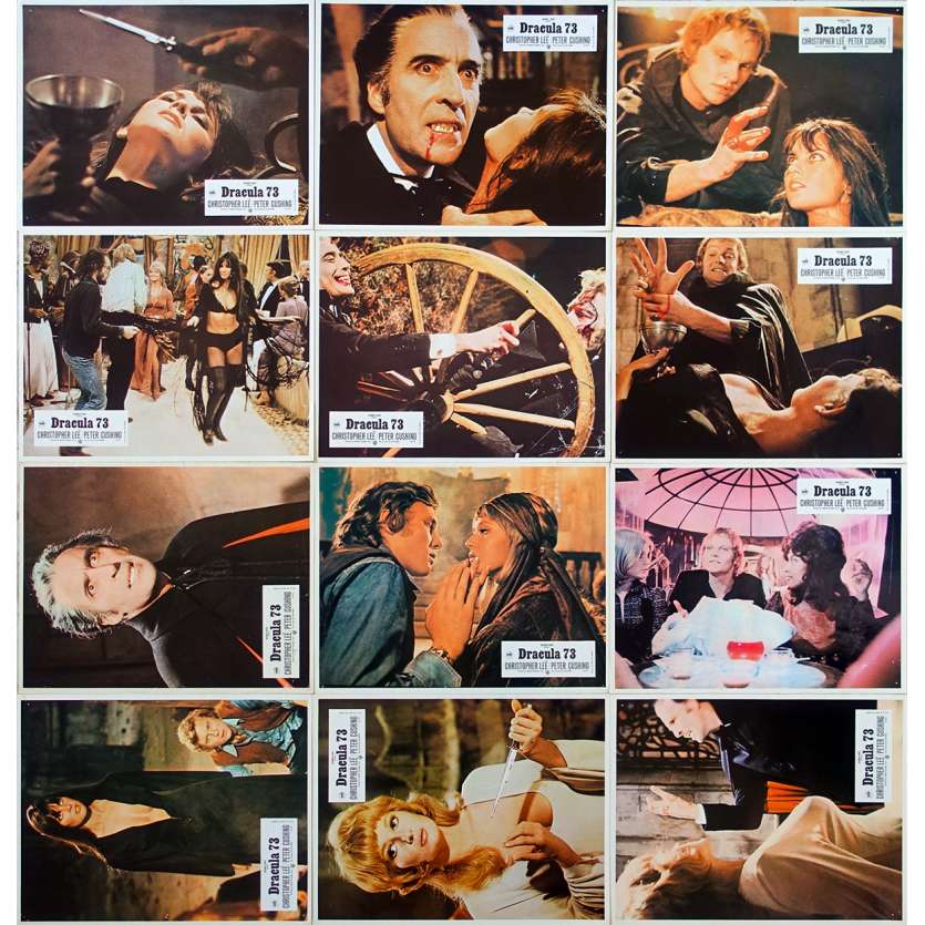 DRACULA A.D. 72 Original Lobby Cards x12 - 9x12 in. - 1972 - Alan Gibson, Christopher Lee, Peter Cushing