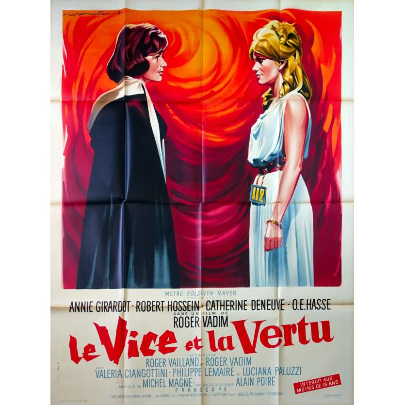 LE VICE ET LA VERTU Affiche de film - 120x160 cm. - 1963 - Catherine Deneuve, Roger Vadim