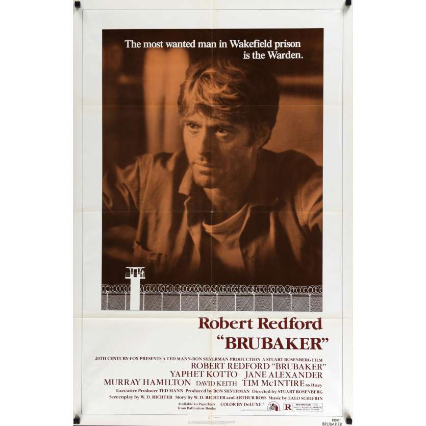 BRUBAKER US Movie Poster  29x41 - 1980 - Stuart Rosenberg, Robert Redford