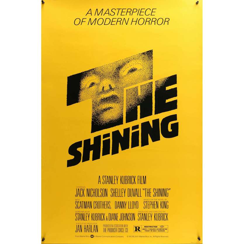 SHINING Affiche de Cinéma US ORIGINALE - 1980 - Saul Bass, Kubrick, Rare !