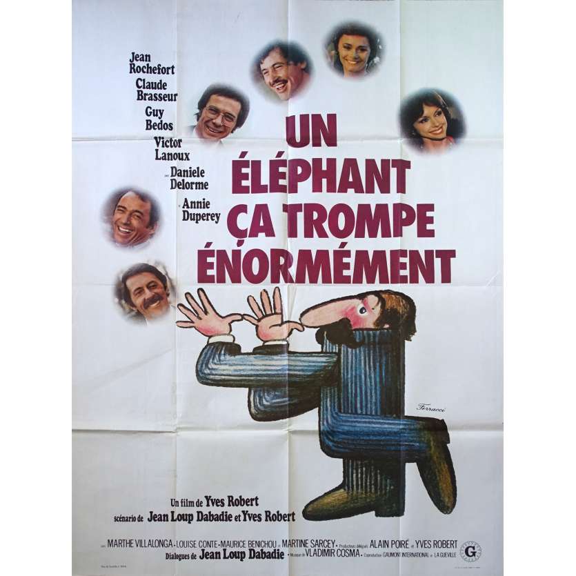 UN ELEPHANT ÇA TROMPE ENORMEMENT Affiche de film 120x160 - 1976 - Jean Rochefort, Yves Robert