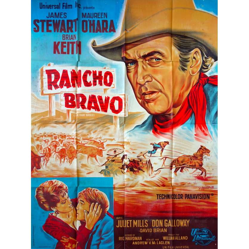 RANCHO BRAVO French Movie Poster 47x63 - 1966 - Andrew V. McLaglen, James Steward