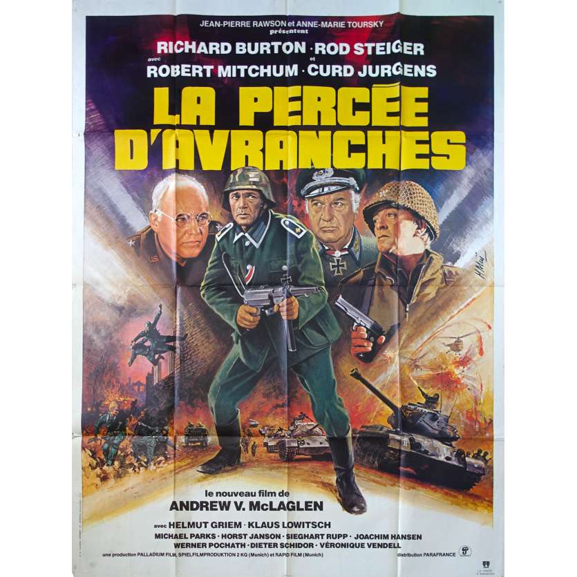 LA PERCEE D'AVRANCHE Affiche de film 120x160 - 1979 - Richard Burton, Robert Mitchum