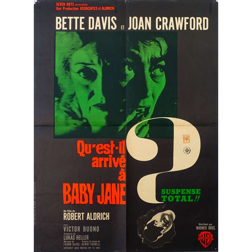WHAT EVER HAPPENED TO BABY JANE Original Movie Poster - 47x63 in. - 1962 - Robert Aldrich, Bette Davis, Joan Crawford