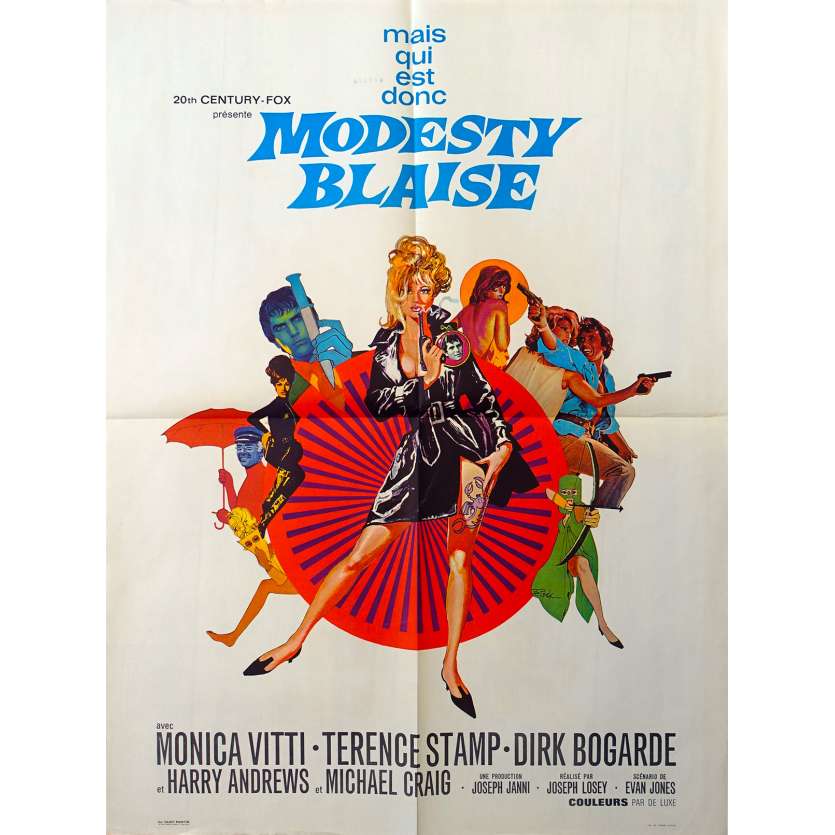 MODESTY BLAISE Affiche de film  - 60x80 cm. - 1966 - Monica Vitti, Terence Stamp, Joseph Losey