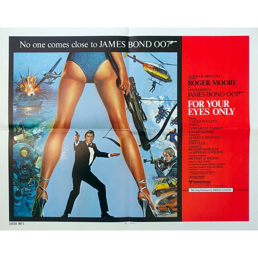 FOR YOUR EYES ONLY Original Movie Poster - 21x28 in. - 1981 - John Glen, Roger Moore