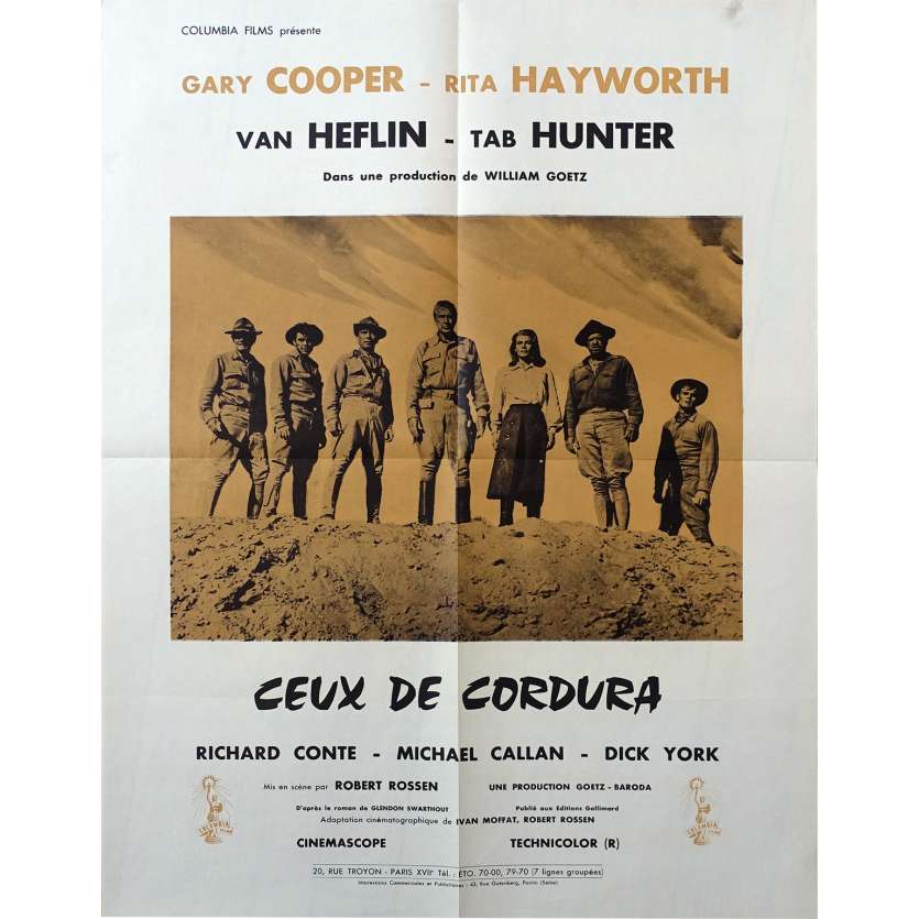 THEY CAME TO CORDURA French Movie Poster 20x26 '59 Gary Cooper, Rita Hayworth