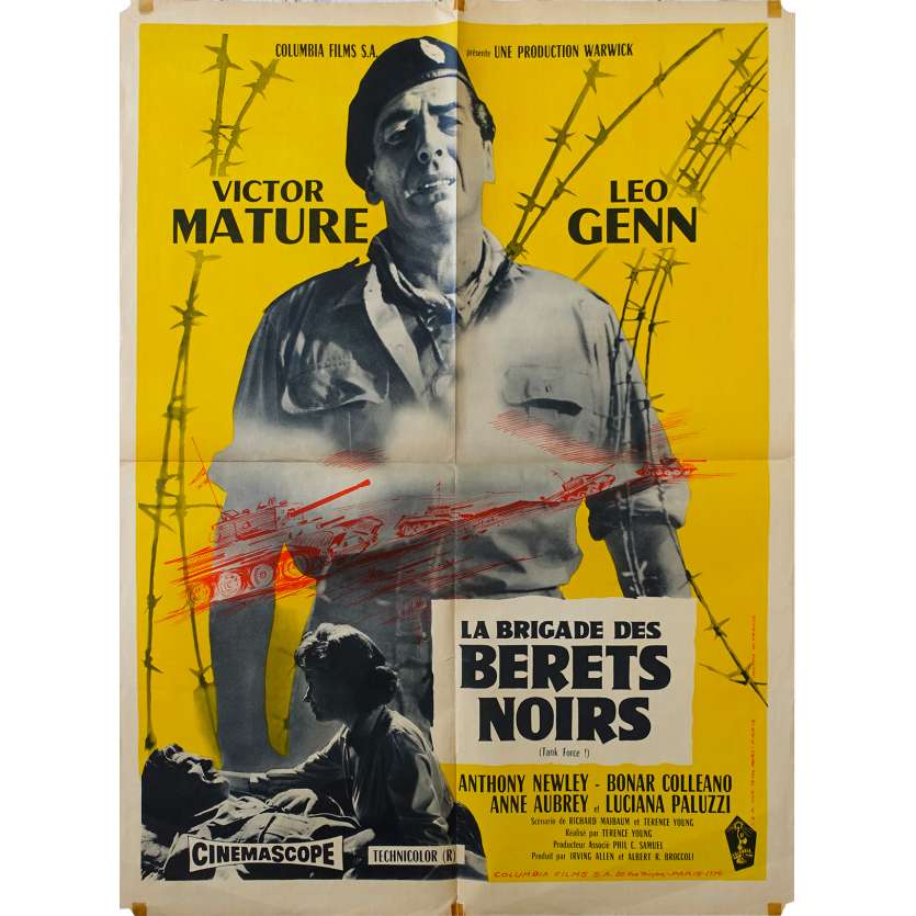 LA BRIGADE DES BERETS NOIRS Affiche de film 60x80 - 1958 - Victore Mature