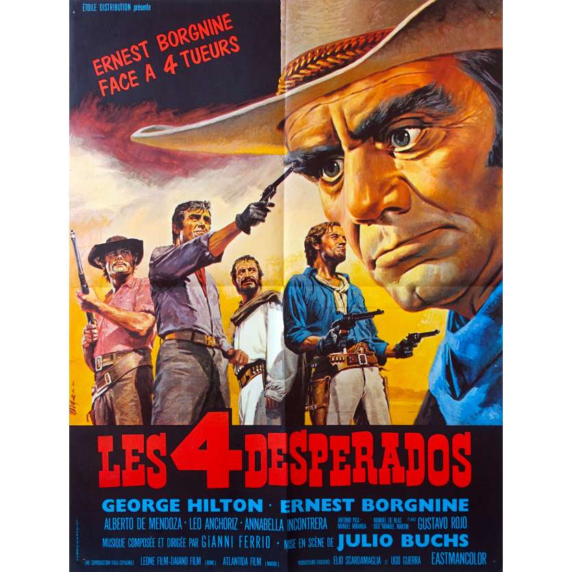 LES 4 DESPERADOS Affiche de film - 60x80 cm. - 1969 - Ernest Borgnine, Lucio Fulci