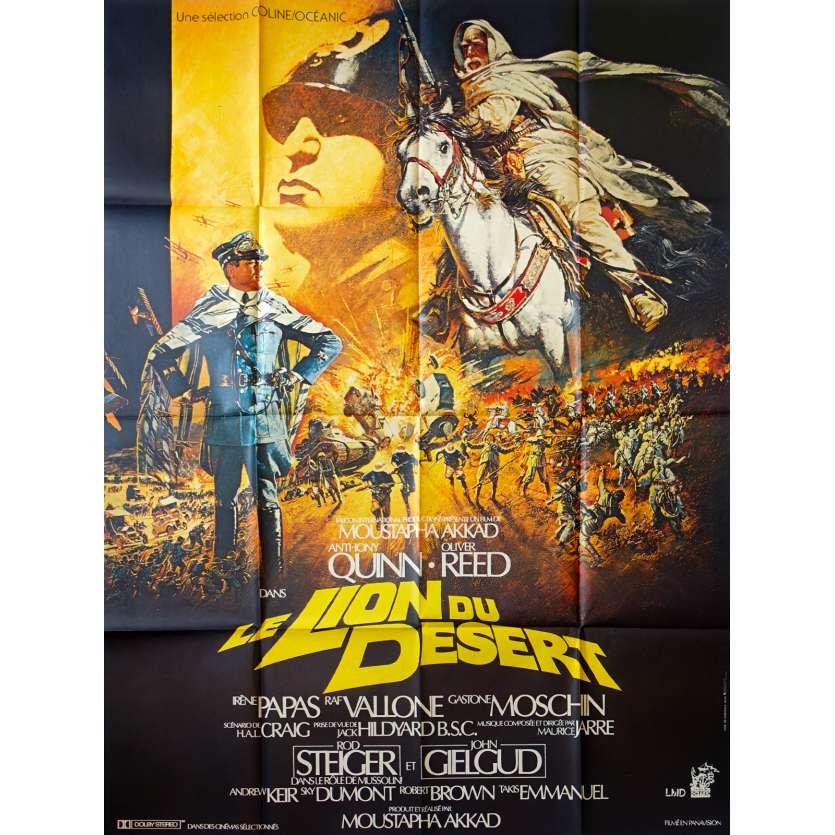 LION OF THE DESERT French Movie Poster 47x63 '81 Anthony Quinn, Oliver Reed