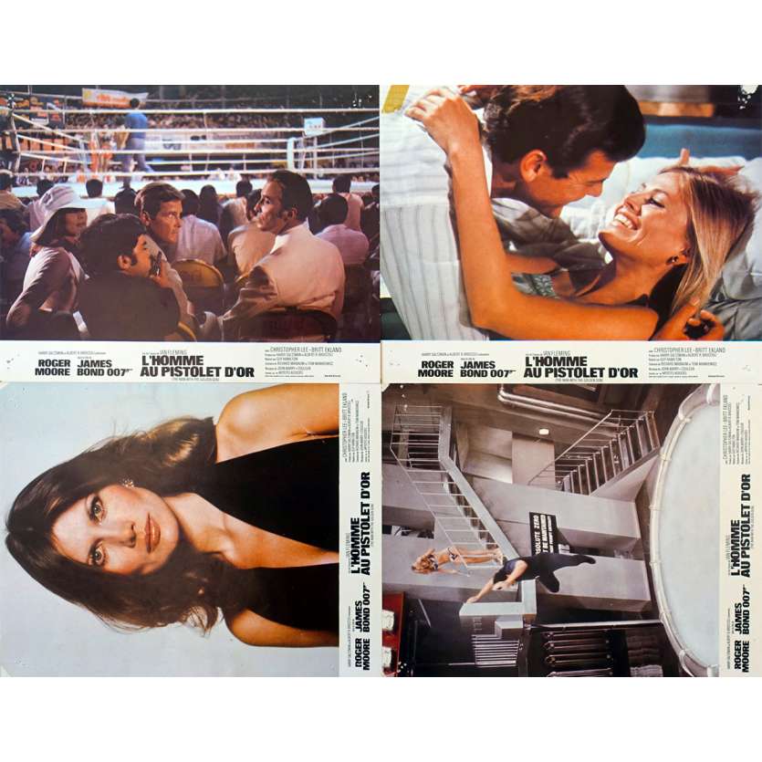 JAMES BOND Man with the Golden Gun French Lobby Cards x4 '74 R. Moore 007