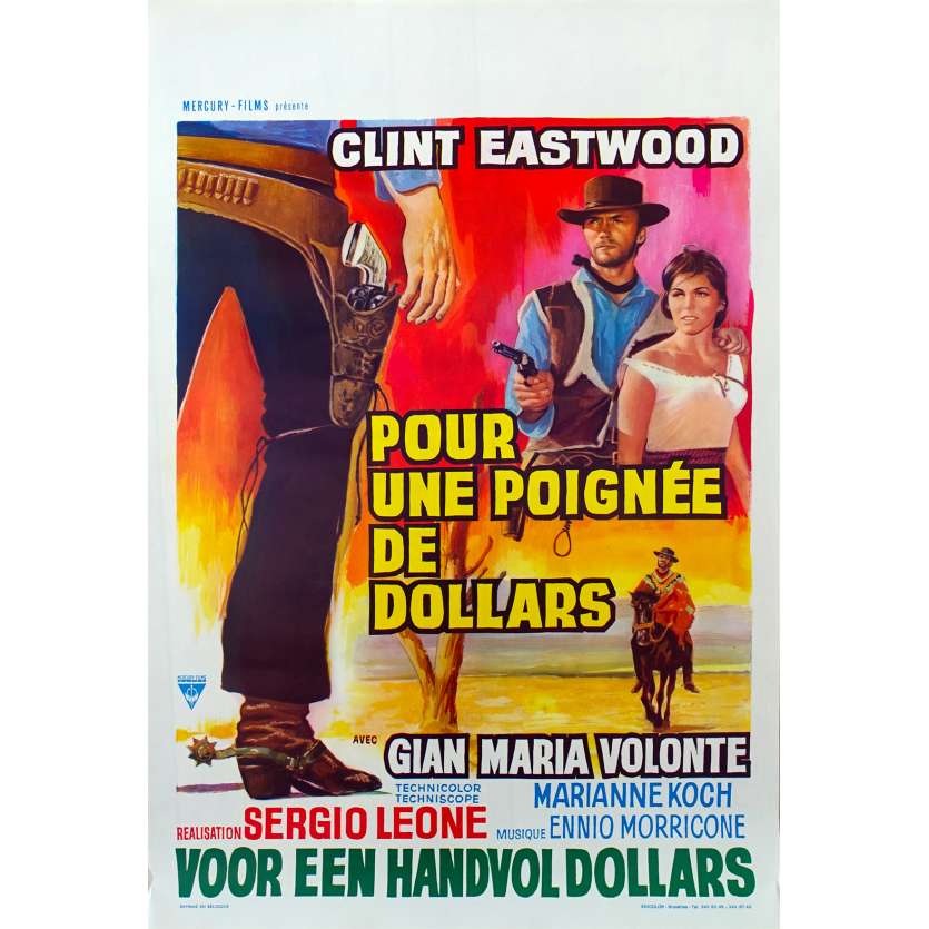 POUR UNE POIGNEE DE DOLLARS Affiche de film  - 35x55 cm. - R1970 - Clint Eastwood, Sergio Leone
