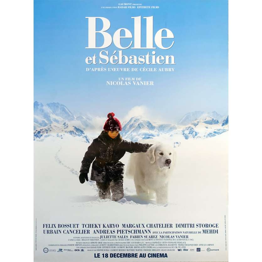 BELLE & SEBASTIAN Original Movie Poster  - 15x21 in. - 2013 - Nicolas Vanier, Félix Bossuet