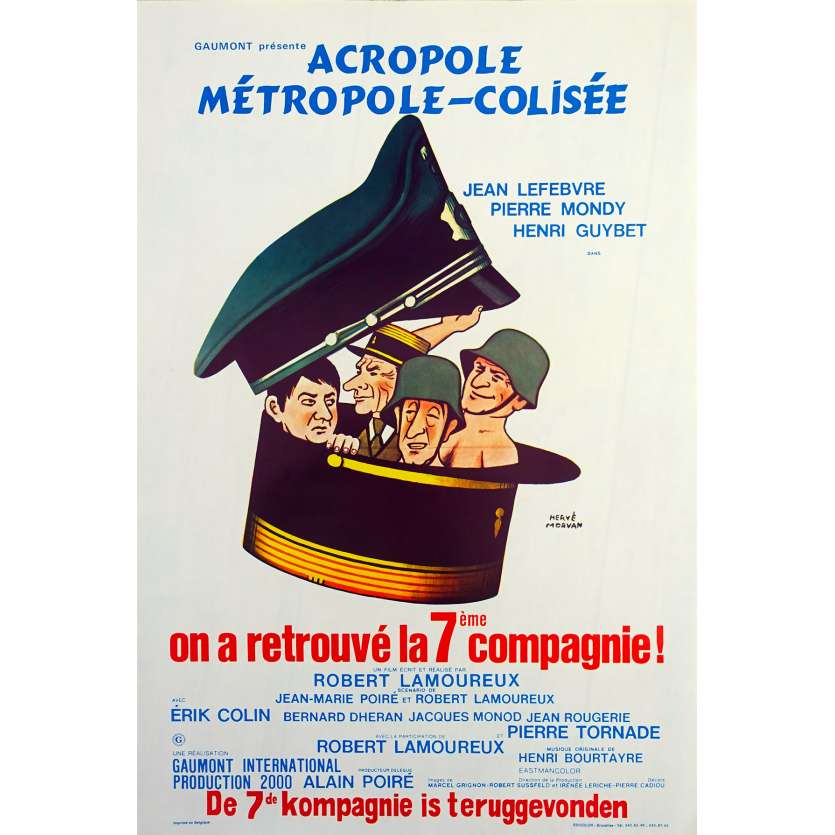 ON A RETROUVE LA 7EME COMPAGNIE Affiche de film  - 35x55 cm. - 1975 - Jean Lefebvre, Pierre Mondy, Robert Lamoureux