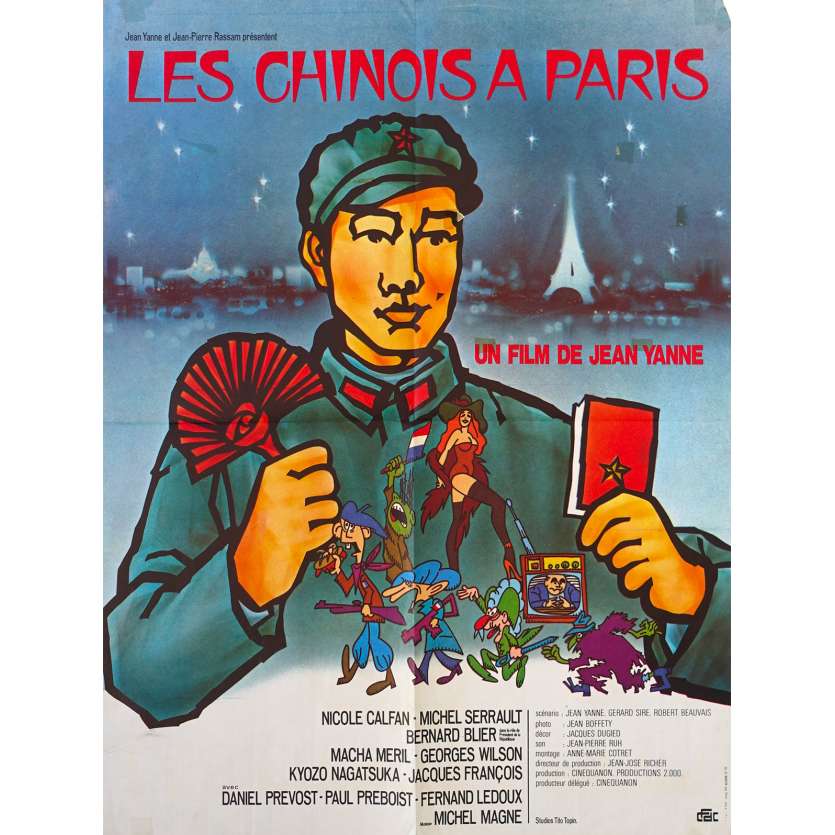 CHINESE IN PARIS Original Movie Poster - 23x32 in. - 1974 - Jean Yanne, Nicole Calfan