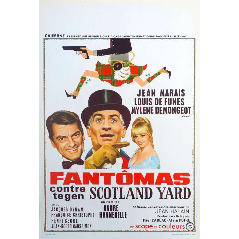 FANTOMAS CONTRE SCOTLAND YARD Affiche de film  - 35x55 cm. - 1967 - Jean Marais, Louis de Funès