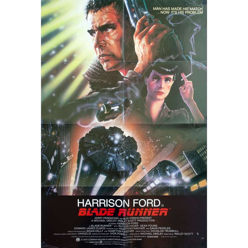 BLADE RUNNER Affiche de film - 69x104 cm. - 1982 - Harrison Ford, Ridley Scott
