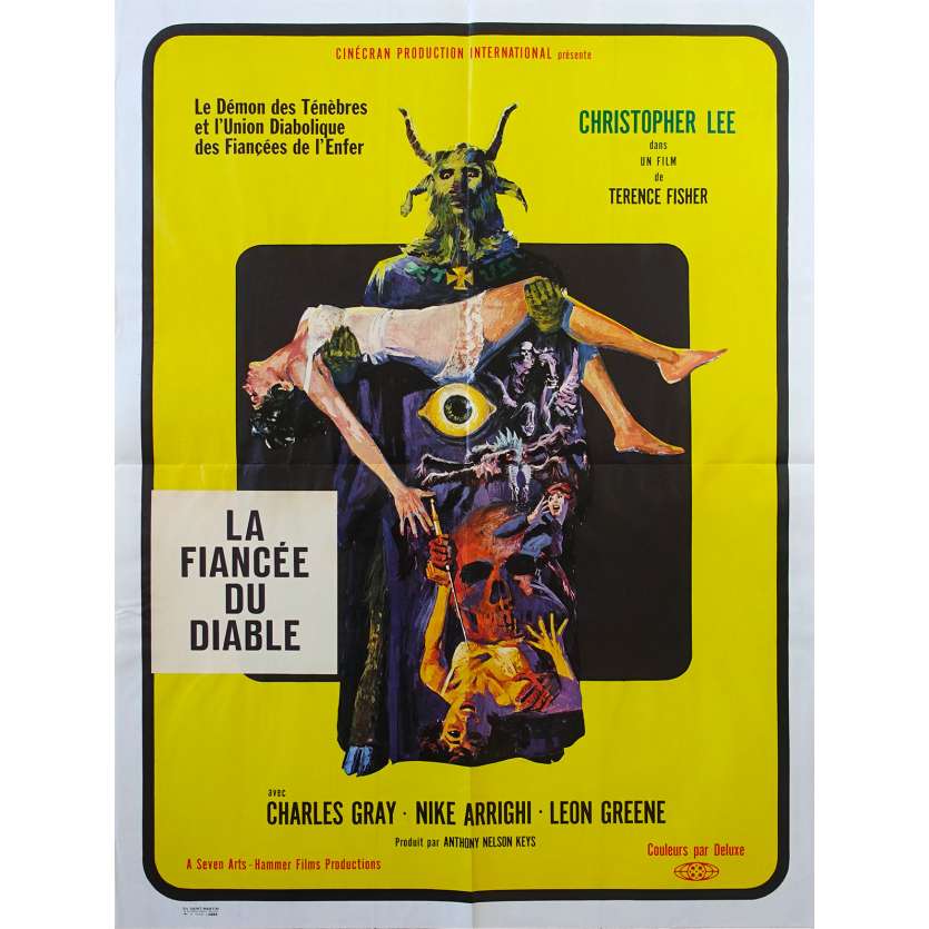 LES VIERGES DE SATAN Affiche de film - 60x80 cm. - 1968 - Christopher Lee, Terence Fisher