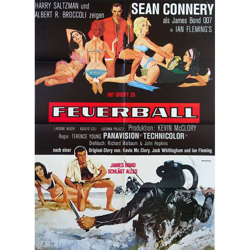 THUNDERBALL Original Movie Poster  - 23x33 in. - R1970 - James Bond, Sean Connery
