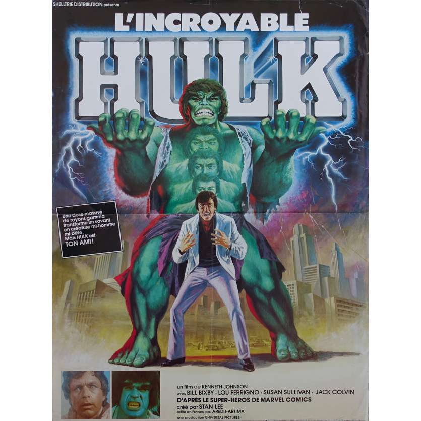 THE INCREDIBLE HULK Original Movie Poster  - 15x21 in. - 1978 - Kenneth Johnson, Lou Ferrigno