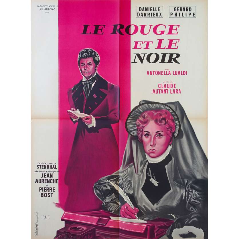 LE ROUGE ET LE NOIR Affiche de film 60x80 - 1954 - Gérard Philippe, Claude Autant-Lara