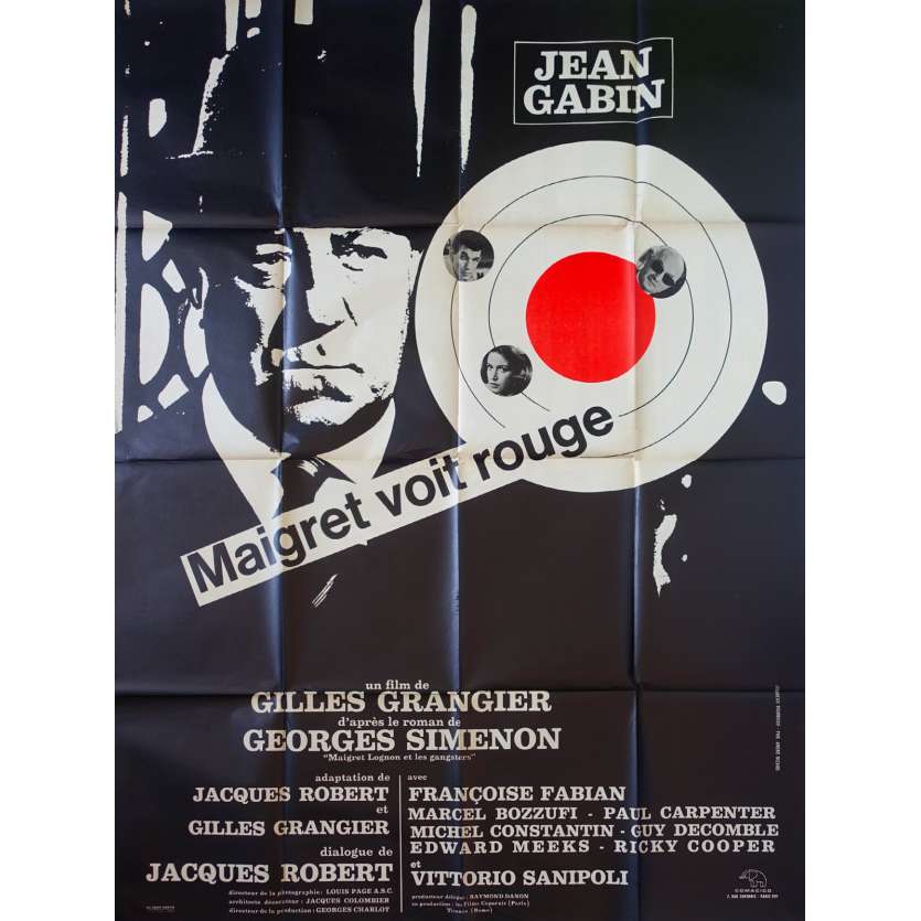 MAIGRET SEES RED French Movie Poster 47x63- 1963 - Gilles Grangier, Jean Gabin