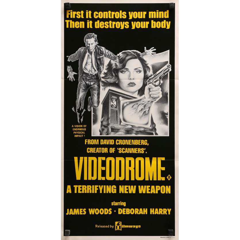VIDEODROME Affiche de film  - 33x78 cm. - 1983 - James Woods, David Cronenberg