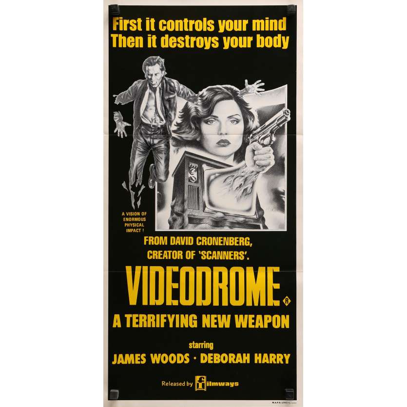 VIDEODROME Affiche de film - 33x78 cm. - 1983 - James Woods, David Cronenberg