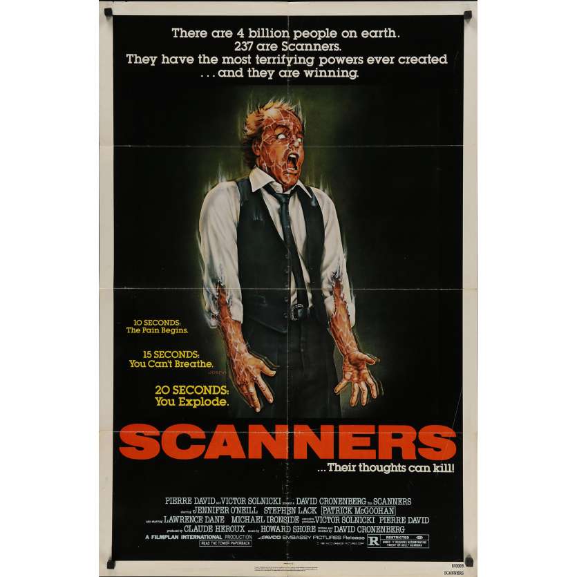 SCANNERS Affiche de film  - 69x104 cm. - 1981 - Patrick McGoohan, David Cronenberg