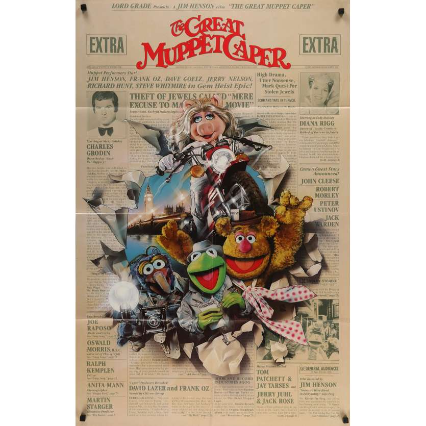 THE GREAT MUPPET CAPER Original Movie Poster  - 27x41 in. - 1981 - Jim Henson, Frank Oz