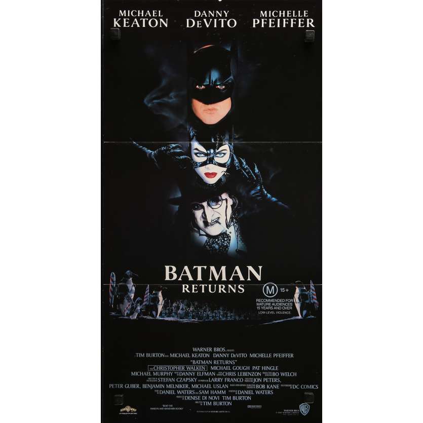 BATMAN 2 LE DEFI Affiche de film  - 33x78 cm. - 1992 - Michael Keaton, Tim Burton