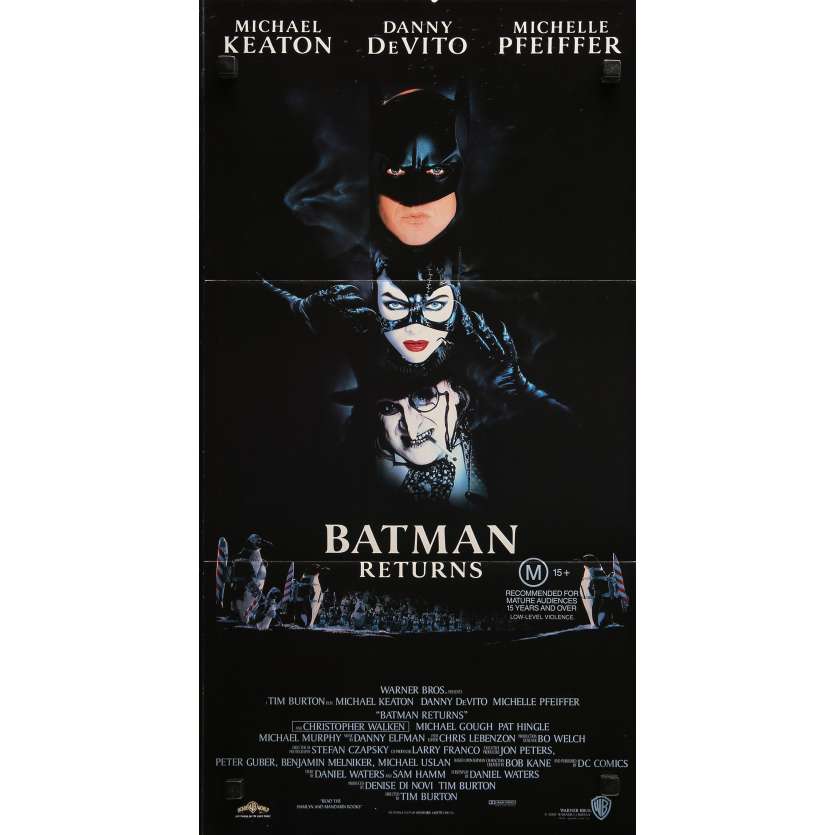 BATMAN 2 LE DEFI Affiche de film - 33x78 cm. - 1992 - Michael Keaton, Tim Burton