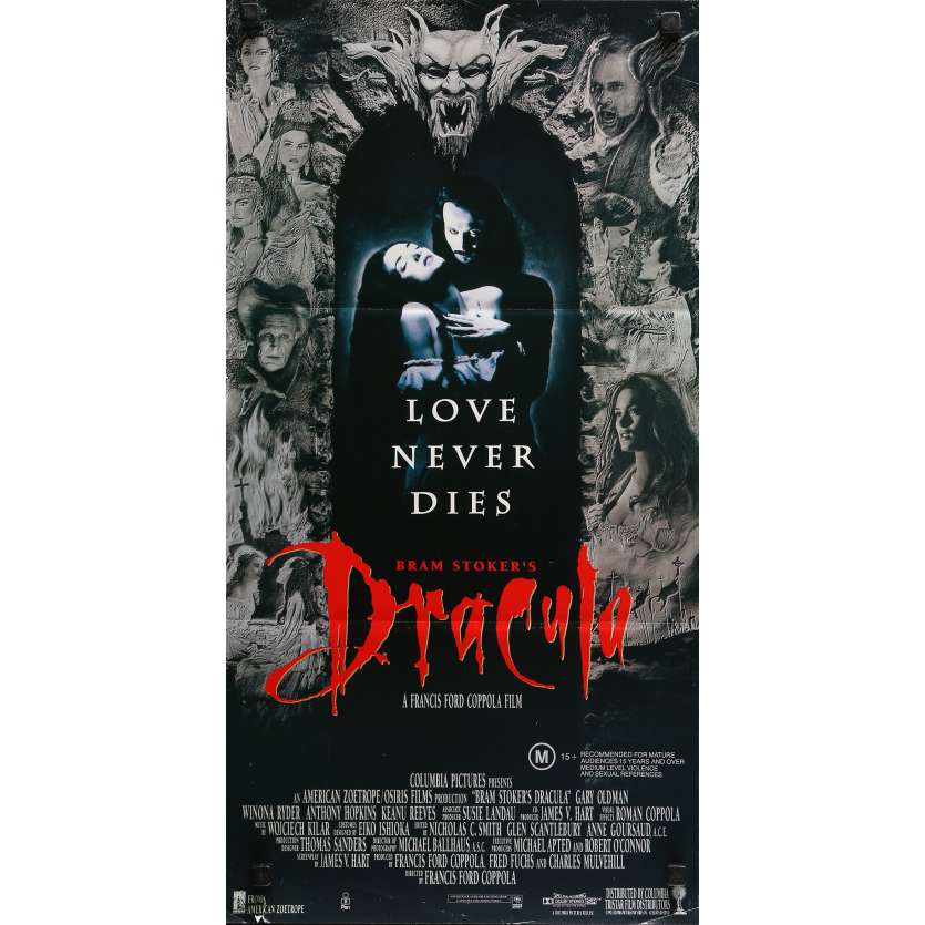 DRACULA Affiche de film  - 33x78 cm. - 1992 - Gary Oldman, Winona Ryder, Francis Ford Coppola