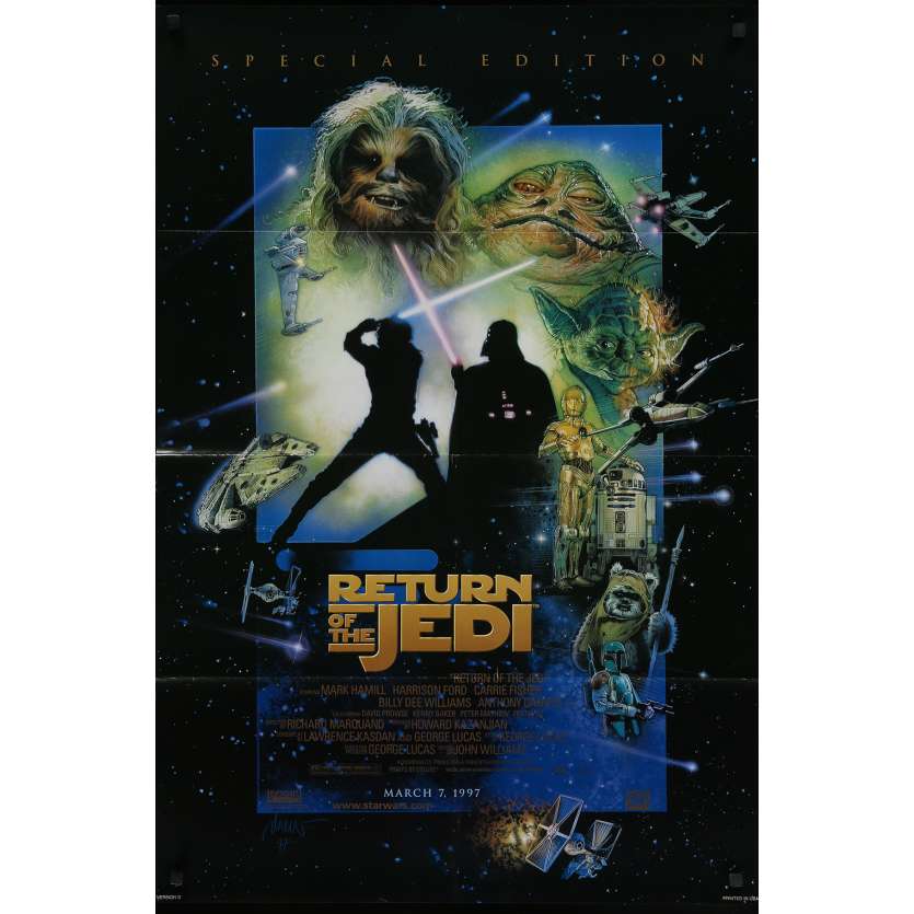 STAR WARS - LE RETOUR DU JEDI Affiche de film - 69x104 cm. - R2000 - Harrison Ford, Richard Marquand