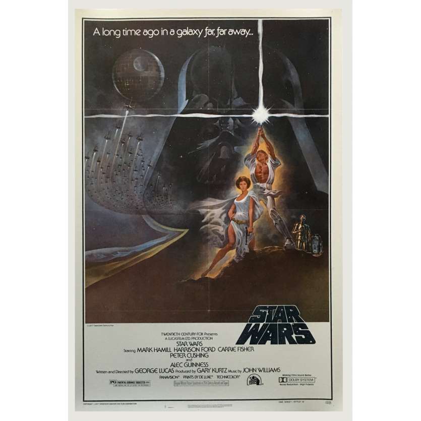 STAR WARS - A NEW HOPE Original Movie Poster - 27x41 in. - 1977 - George Lucas, Harrison Ford