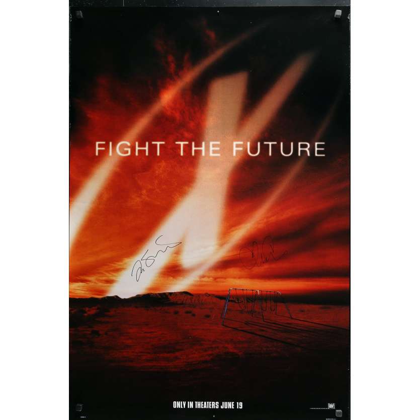 X-FILES Affiche de film US signée par CHRIS CARTER et FRANCK SPOTNITZ - 69x104 cm. - 1998