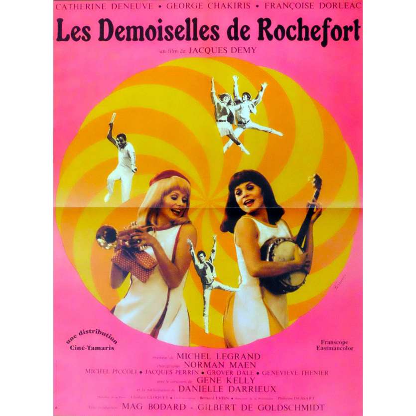 YOUNG GIRLS OF ROCHEFORT French Movie Poster 15x21- R-1980 - Jacques Demy, Catherine Deneuve