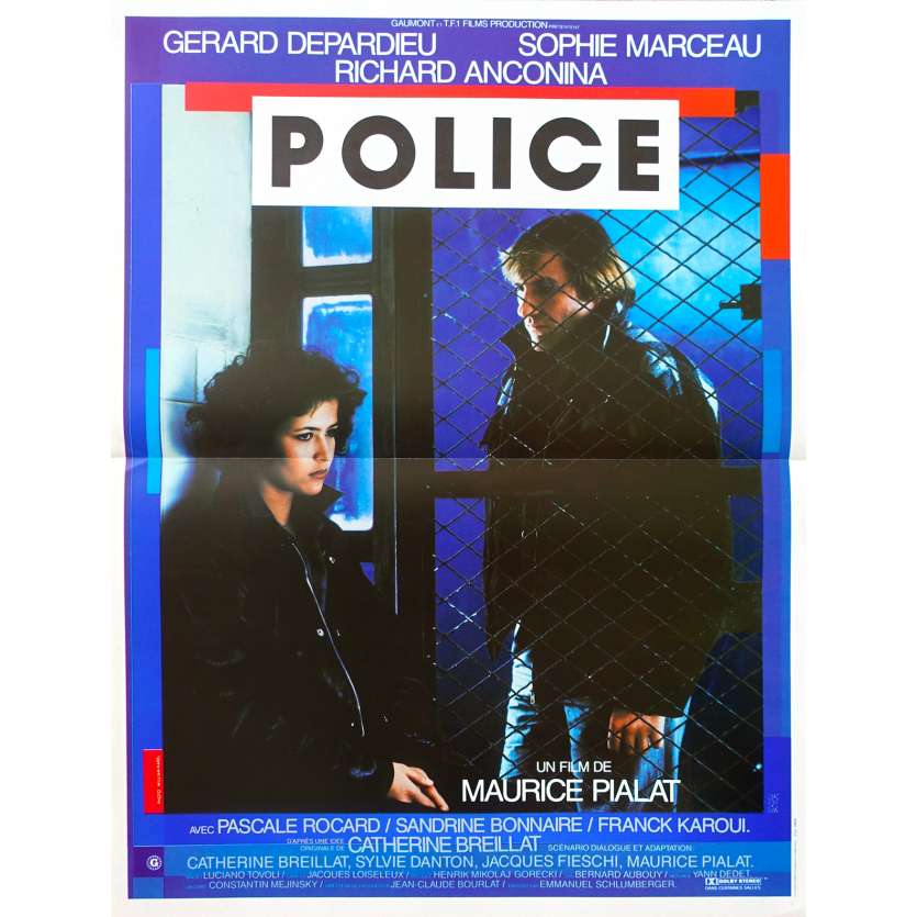 POLICE Affiche de film - 40x60 cm. - 1985 - Gérard Depardieu, Maurice Pialat