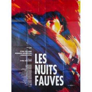 LES NUITS FAUVES Affiche de film - 120x160 cm. - 1992 - Romane Bohringer, Cyril Collard