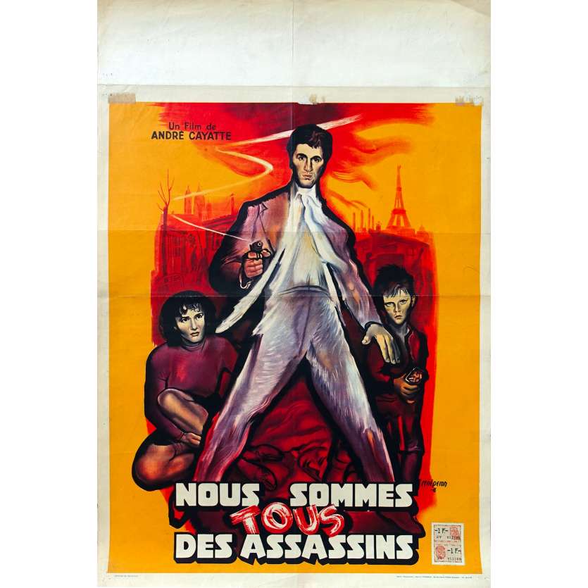 NOUS SOMMES TOUS DES ASSASSINS Affiche de film  - 35x55 cm. - 1952 - Marcel Mouloudji, André Cayatte