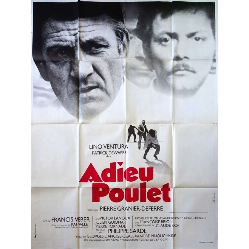 ADIEU POULET Affiche de film - 120x160 cm. - 1975 - Lino Ventura, Patrick Dewaere, Pierre Granier-Deferre