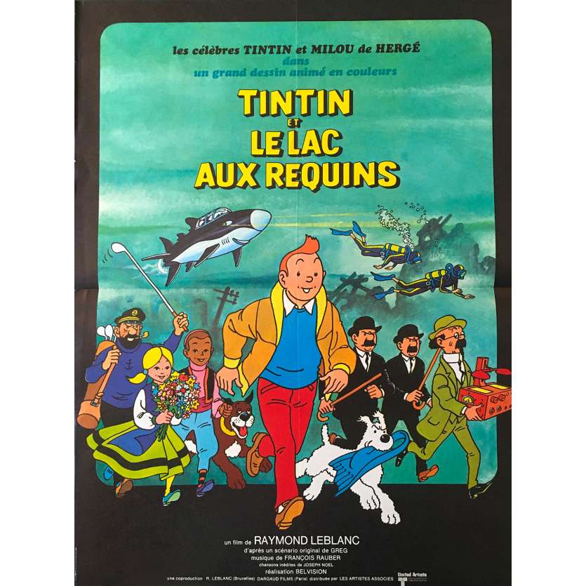 TINTIN ET LE LAC AUX REQUINS Affiche de film - 40x60 cm. - 1972 - Jacques Balutin, Raymond Leblanc