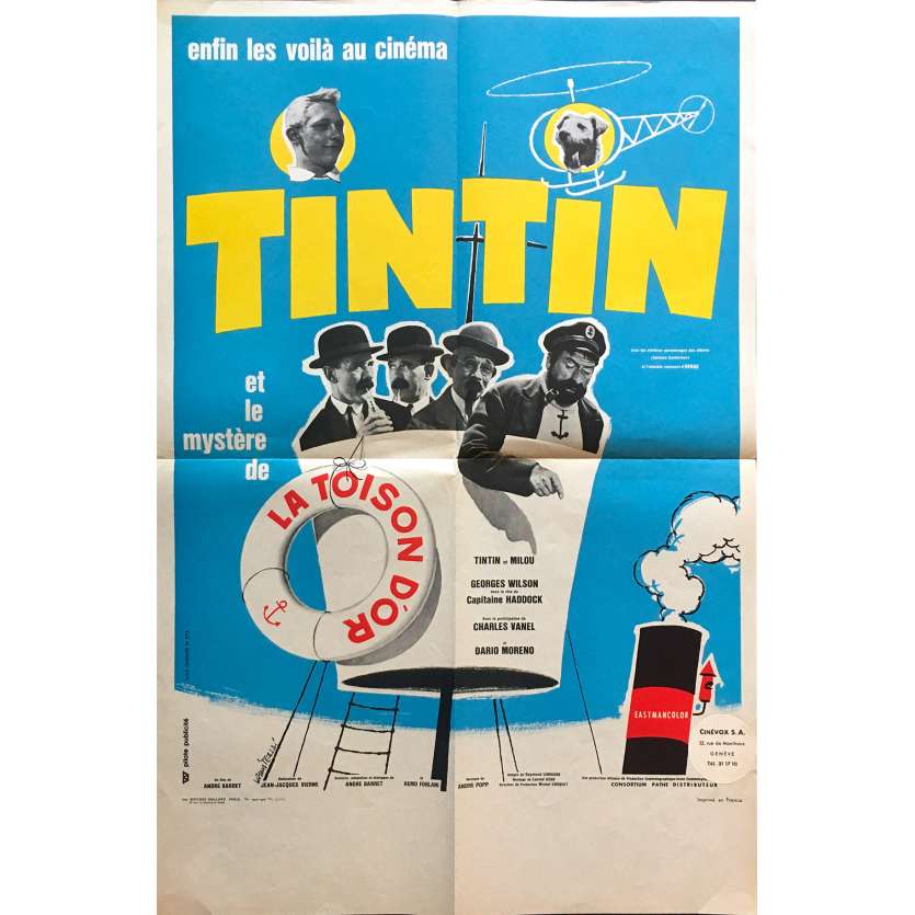 TINTIN ET LA TOISON D'OR Affiche de film - 40x60 cm. - 1961 - Georges Wilson,, Jean-Jacques Vierne