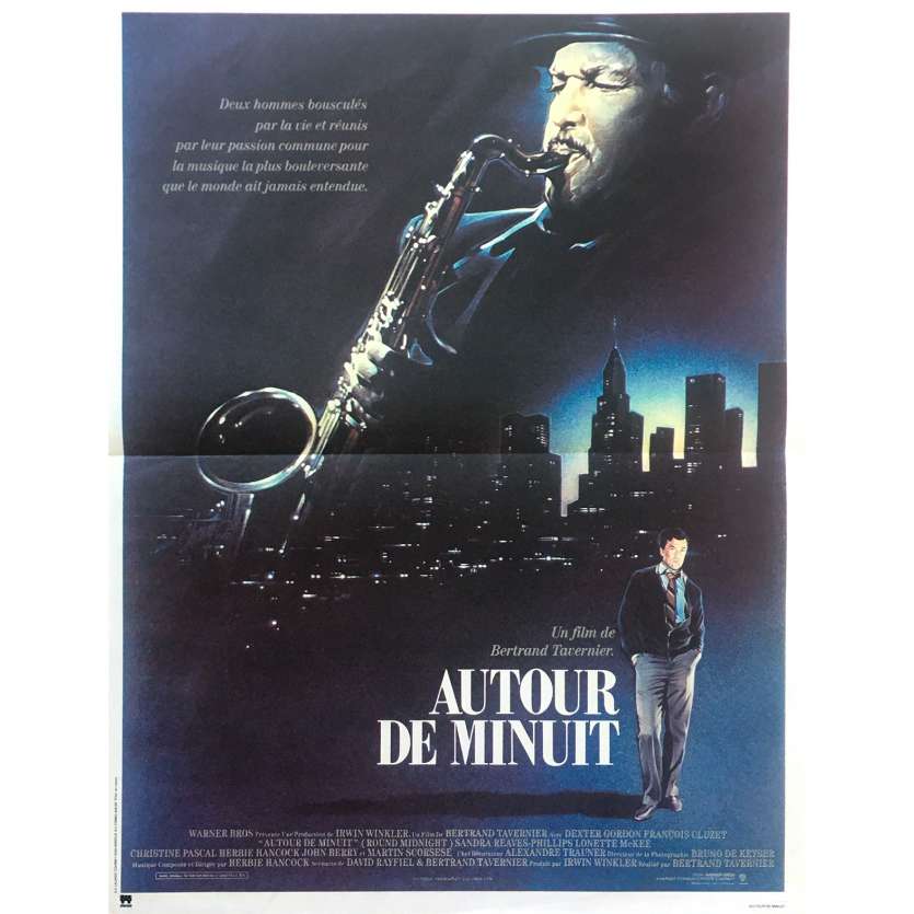 ROUND MIDNIGHT Original Movie Poster  - 15x21 in. - 1986 - Bertrand Tavernier , Dexter Gordon