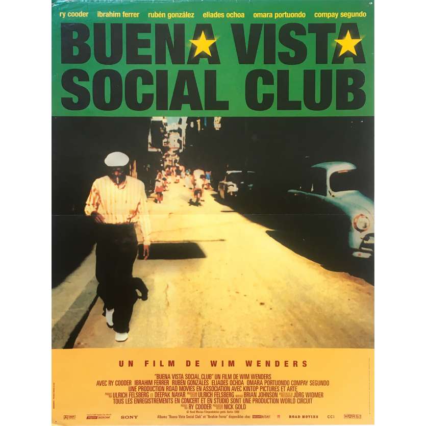BUENA VISTA SOCIAL CLUB Original Movie Poster  - 15x21 in. - 1999 - Wim Wenders, Compay Segundo, Ibrahim Ferrer