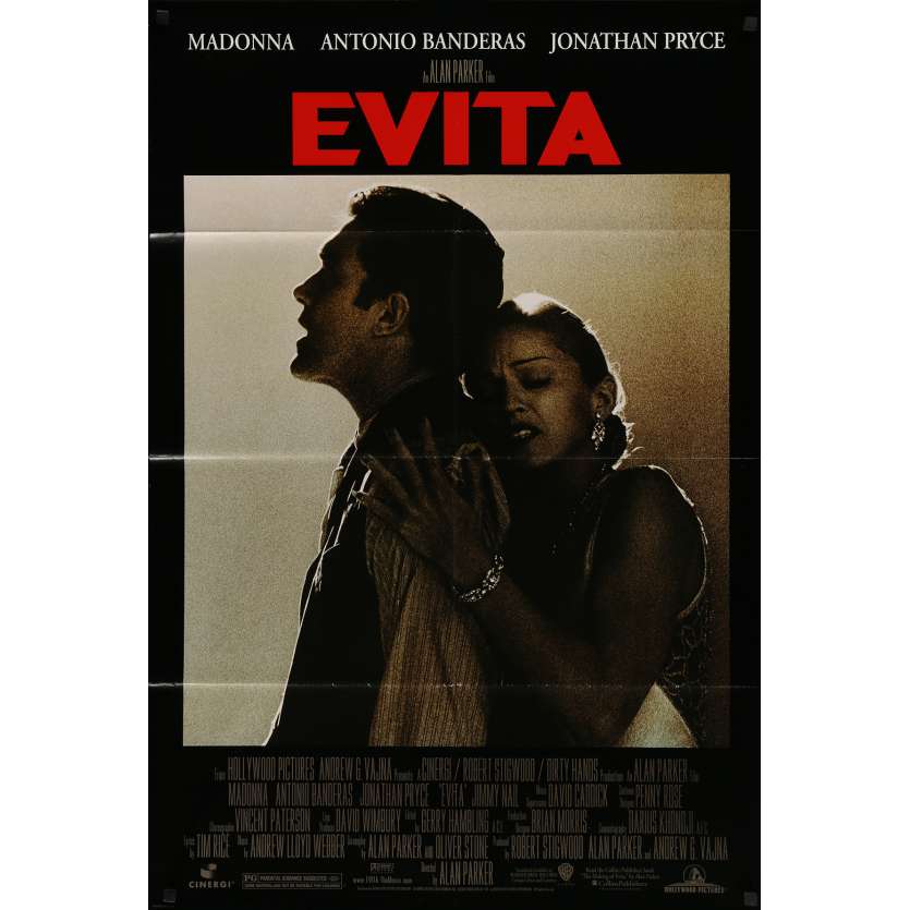 EVITA Original Movie Poster  - 27x40 in. - 1996 - Alan Parker, Madonna, Jonathan Pryce