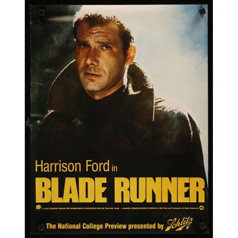 BLADE RUNNER Affiche Advance Super Rare USA '82 Version Schlitz