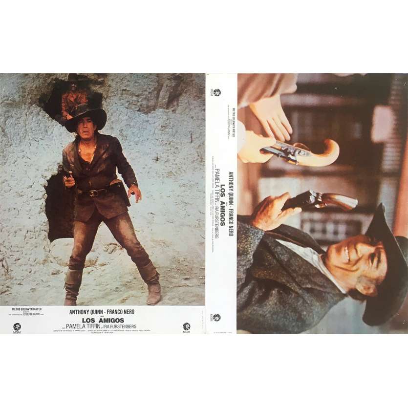 LOS AMIGOS Photos de film x2 - 21x30 cm. - 1973 - Anthony Quinn, Franco Nero, Paolo Cavara