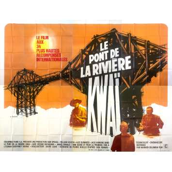 LE PONT DE LA RIVIERE KWAI Affiche de film 4x3 m - 1957/R1970 - David Lean, Alec Guinness, 