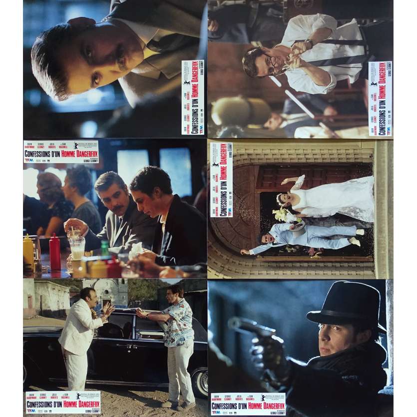 CONFESSIONS OF A DANGEROUS MAN Original Lobby Cards x6 - 9x12 in. - 2002 - George Clooney, Sam Rockwell